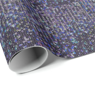 Papier Cadeau Paillettes bleu violet   motif étincelant