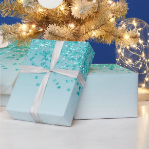 Papier Cadeau Paillettes de 16 ans tombant bleu sarcelle scintil