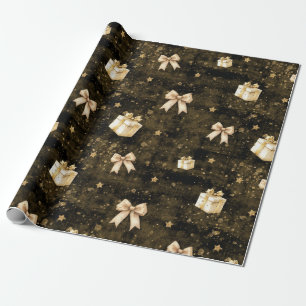 Papier cadeau paillettes dorées scintillantes étoi