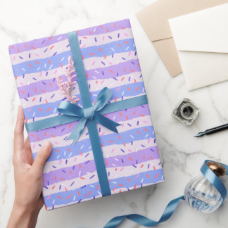 Papier Cadeau Paillettes et rayures violettes fantaisistes