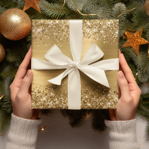 Papier Cadeau Paillettes Or Feuille Fausse