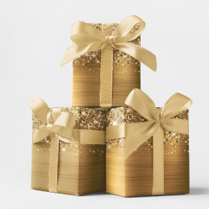 Papier Cadeau Paillettes Or Ombré Feuille