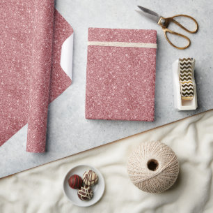 Papier Cadeau Paillettes Roses Brillantes Glamour
