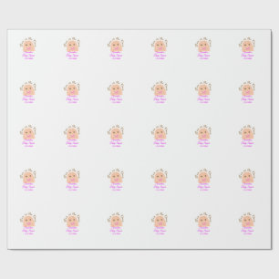 Papier Cadeau Pain dans le four beige boulette baby shower rose
