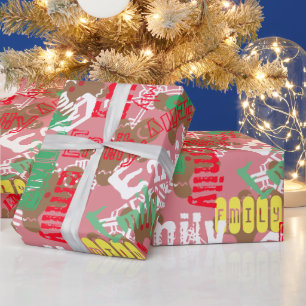 Papier Cadeau Pain d'épice de Noël rose Enveloppe cadeau Nom Cha