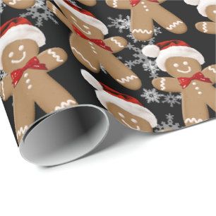 Papier Cadeau Pain D'Épice Homme Et Pneus À Neige Enveloppement 