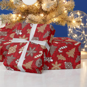 Papier Cadeau Pain d'épices à pain rouge Cookies Noël