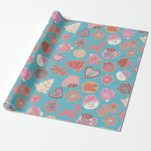 Papier Cadeau Pain d'épices, biscuits joliment décorés