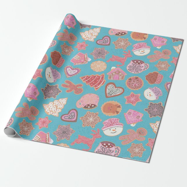 Papier Cadeau Pain d'épices, biscuits joliment décorés (Déroulé)