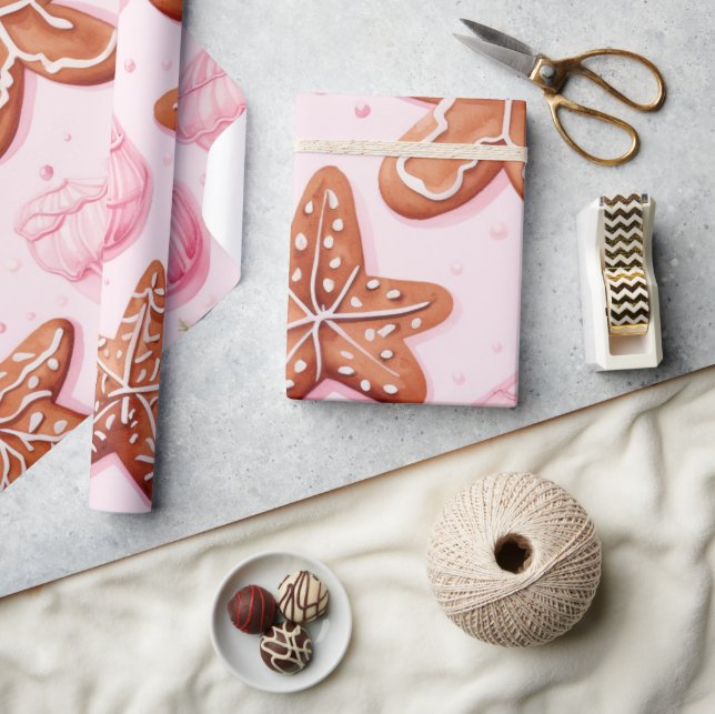 Papier Cadeau Pain d'épices Cookies de Noël Papier à enveloppeme (Artisanat)