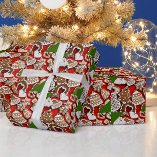 Papier Cadeau Pain d'épices de Noël Cookies Papier d'enveloppeme