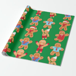 Papier Cadeau Pain d'épices de Noël Les gens Envelopper du papie