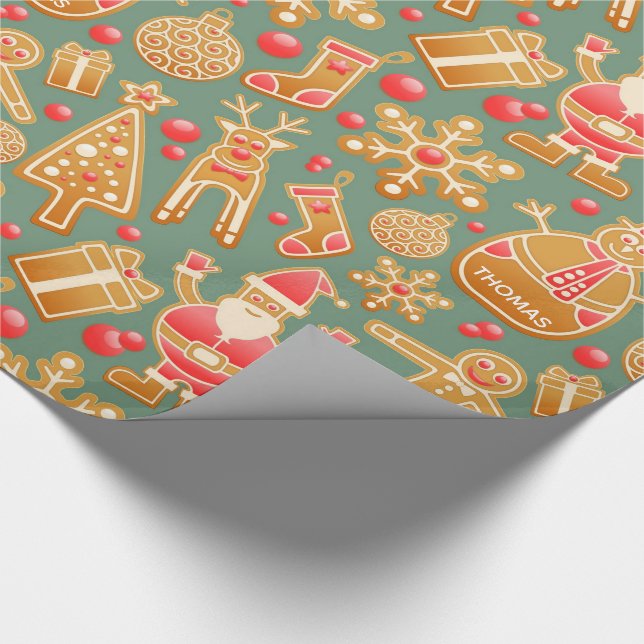 Papier Cadeau Pain d'épices Enveloppement cadeau de Noël Personn (Coin)
