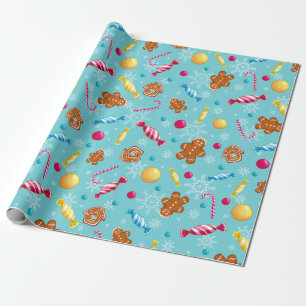 Papier Cadeau Pain d'épices et bonbons de Noël