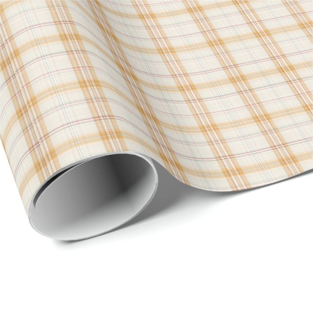 Papier Cadeau Pain d'épices Famille Noël Plaid (Coin rond)