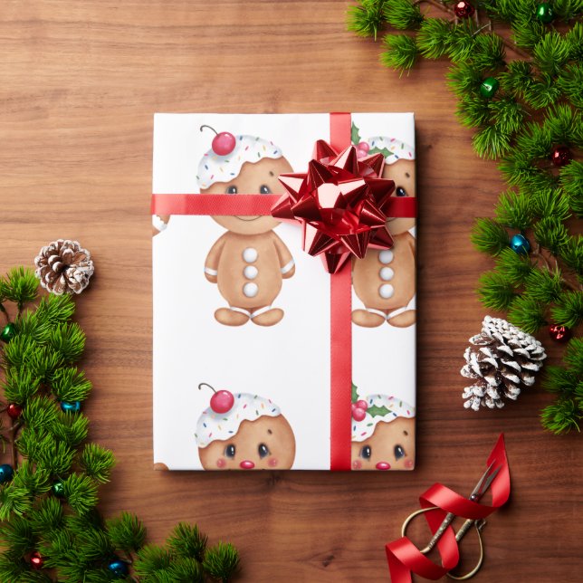 Papier Cadeau Pain d'épices homme Fête Noël saisonnier (Cadeau de vacances)