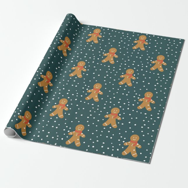 Papier Cadeau Pain d'épices homme motif Papier d'enveloppement d (Déroulé)