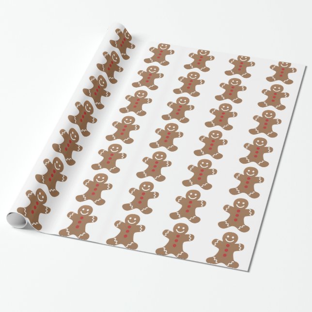 Papier Cadeau Pain d'épices Homme Noël Enveloppement (Déroulé)