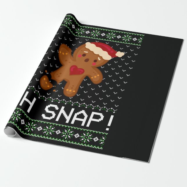 Papier Cadeau Pain d'épices homme Oh Snap Noël (Déroulé)