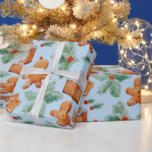 Papier Cadeau Pain d'épices Hommes Dessert Verdure Noël moderne