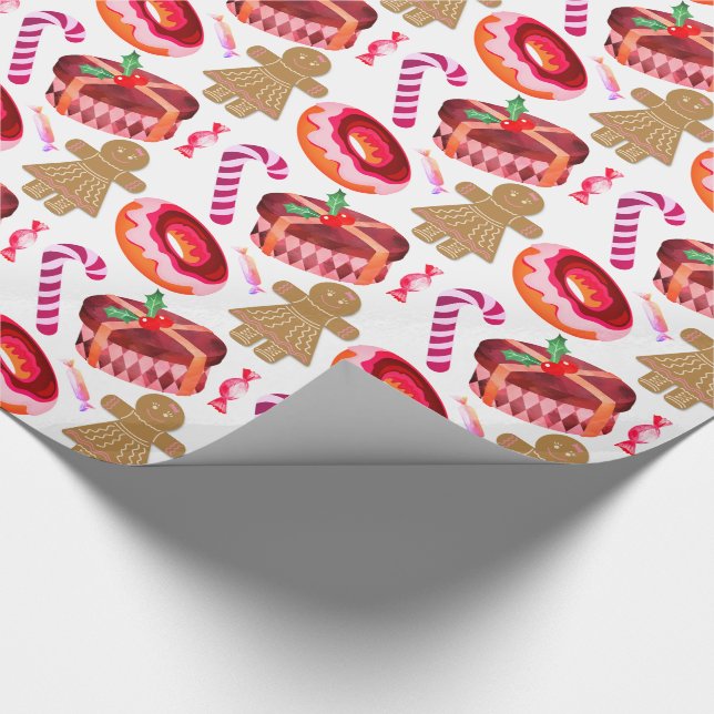 Papier Cadeau Pain d'épices rose givré Sucres de canne (Coin)
