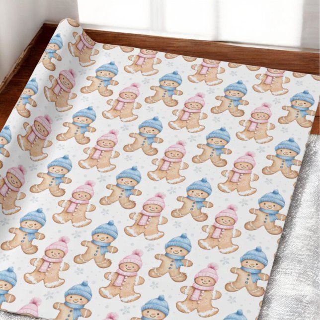 Papier Cadeau Pain d'hiver rose et bleu Révélation de genre (Créateur téléchargé)