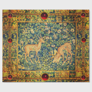 PAPIER CADEAU PAIRE DE CERVEAUX EN DÉVERSEMENT, FLEURS D'IMAGINA