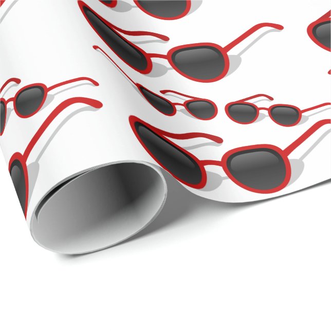 Papier Cadeau Paires de hanche de lunettes de soleil rouges sur (Coin rond)