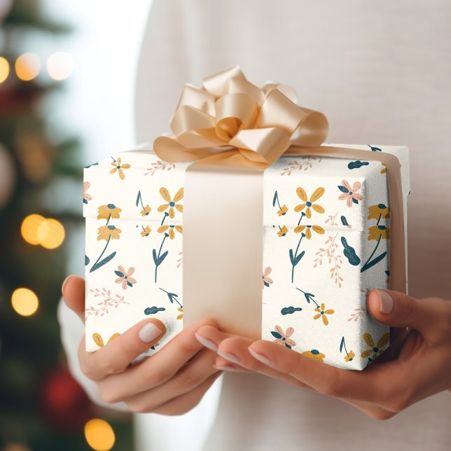 Papier Cadeau Paisible motif floral rose (Créateur téléchargé)