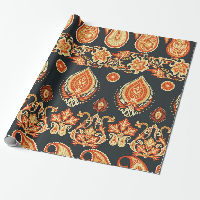 Papier Cadeau Paisley Floral Motif ethnique orientale. Un (Déroulé)