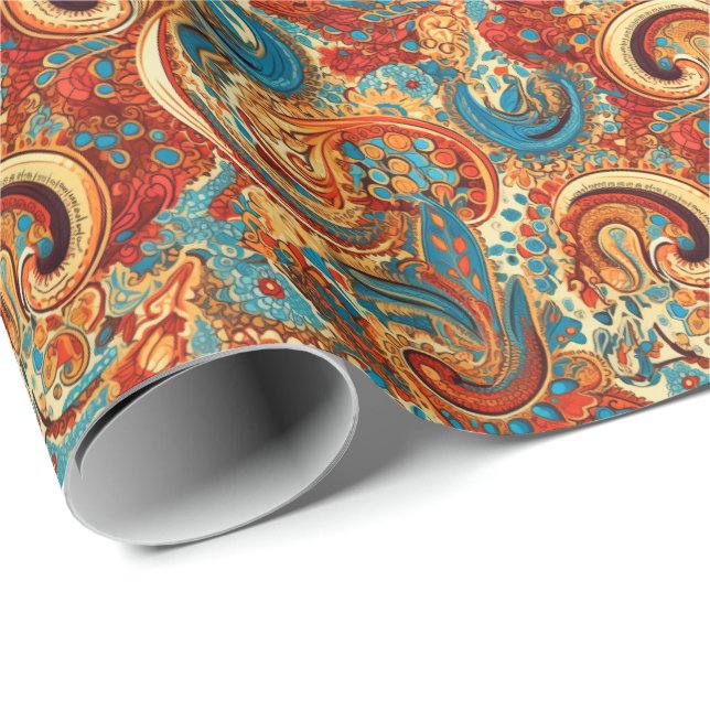 Papier Cadeau Paisley Golden Flower Abstrait Motif 10 (Coin rond)
