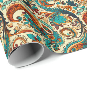 Papier Cadeau Paisley Golden Flower Abstrait Motif 5