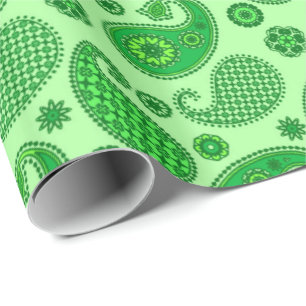 Papier Cadeau Paisley Motif, Lime et Emerald Green