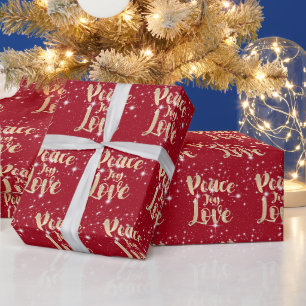 Papier Cadeau Paix Joie Amour avec étoiles