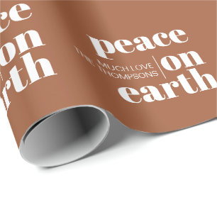 Papier Cadeau Paix sur terre Bleu personnalisé Noël moderne