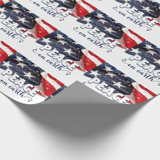 Papier Cadeau Paix sur Terre Drapeau américain Noël patriotique (Coin)