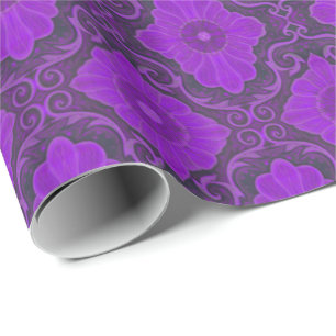 Papier Cadeau "Palatial floral" motif bohème violet & violet