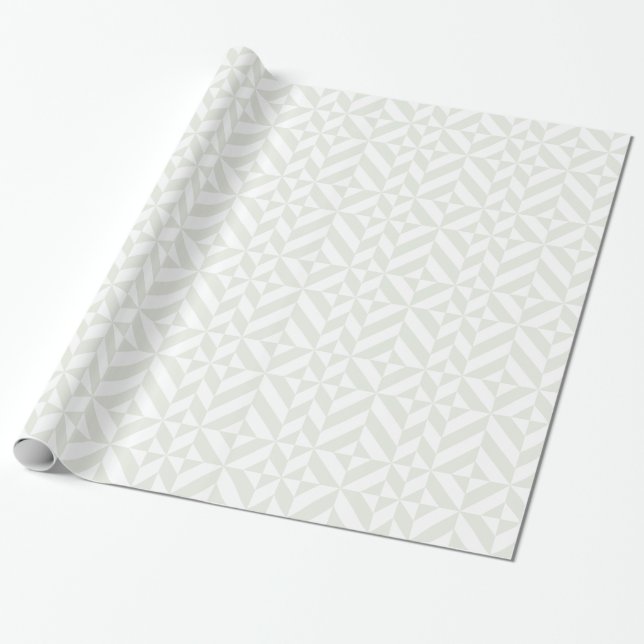 Papier Cadeau Pale Gray Geometric Deco Cube Pattern (Déroulé)