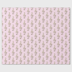 Papier Cadeau Pale Pink Treble Clef Symbole musical Musique Love