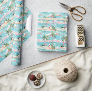 Papier Cadeau Palm Beach Tropical Beach Windsurf