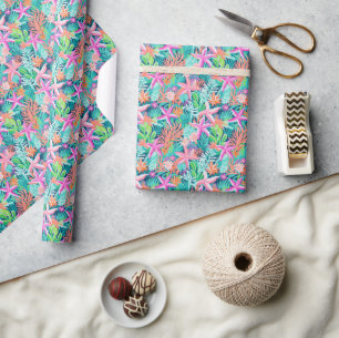 Papier Cadeau Palm Beach Tropical Underwater Starfish