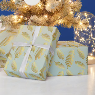 Papier Cadeau Palm D'Or Feuille Motif Et Ombre Bleue