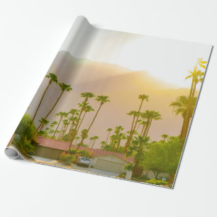 Papier Cadeau Palm Springs coucher de soleil avec montagnes et p