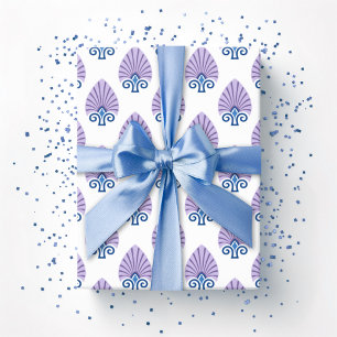 Papier Cadeau Palmette en forme de bêche en bleu et violet
