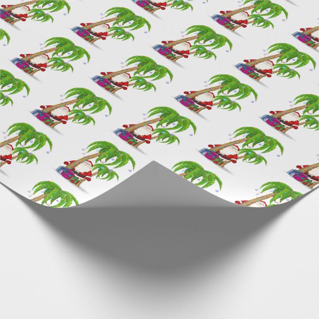 Papier Cadeau Palmier de Noël tropical du Père Noël (Coin)