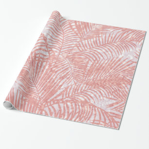 Papier Cadeau Palmier élégant de parties scintillantes roses de