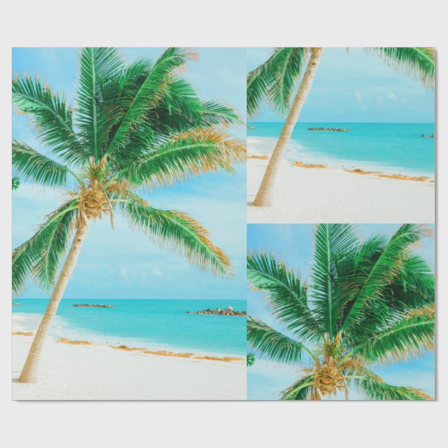 Papier Cadeau Palmier tropical de plage des Caraïbes (Plat)