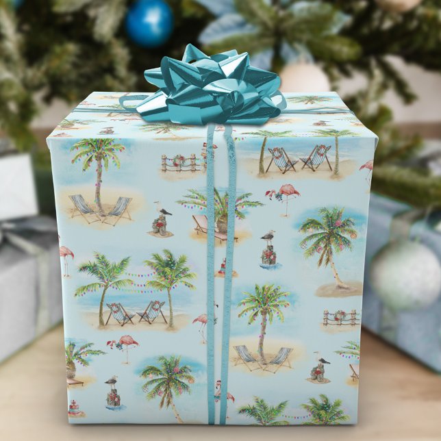 Papier Cadeau Palmiers de Noël tropicaux (Créateur téléchargé)