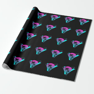 Papier Cadeau Palmiers géométriques Rétro esthétiques Vaporwave