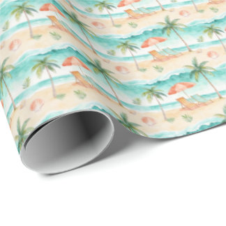 Papier Cadeau Palmiers, Parasols de plage, Transats